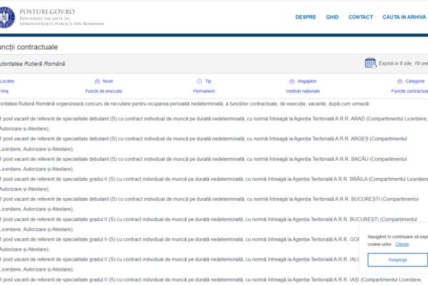 Funcții contractuale vacante – Autoritatea Rutieră Română